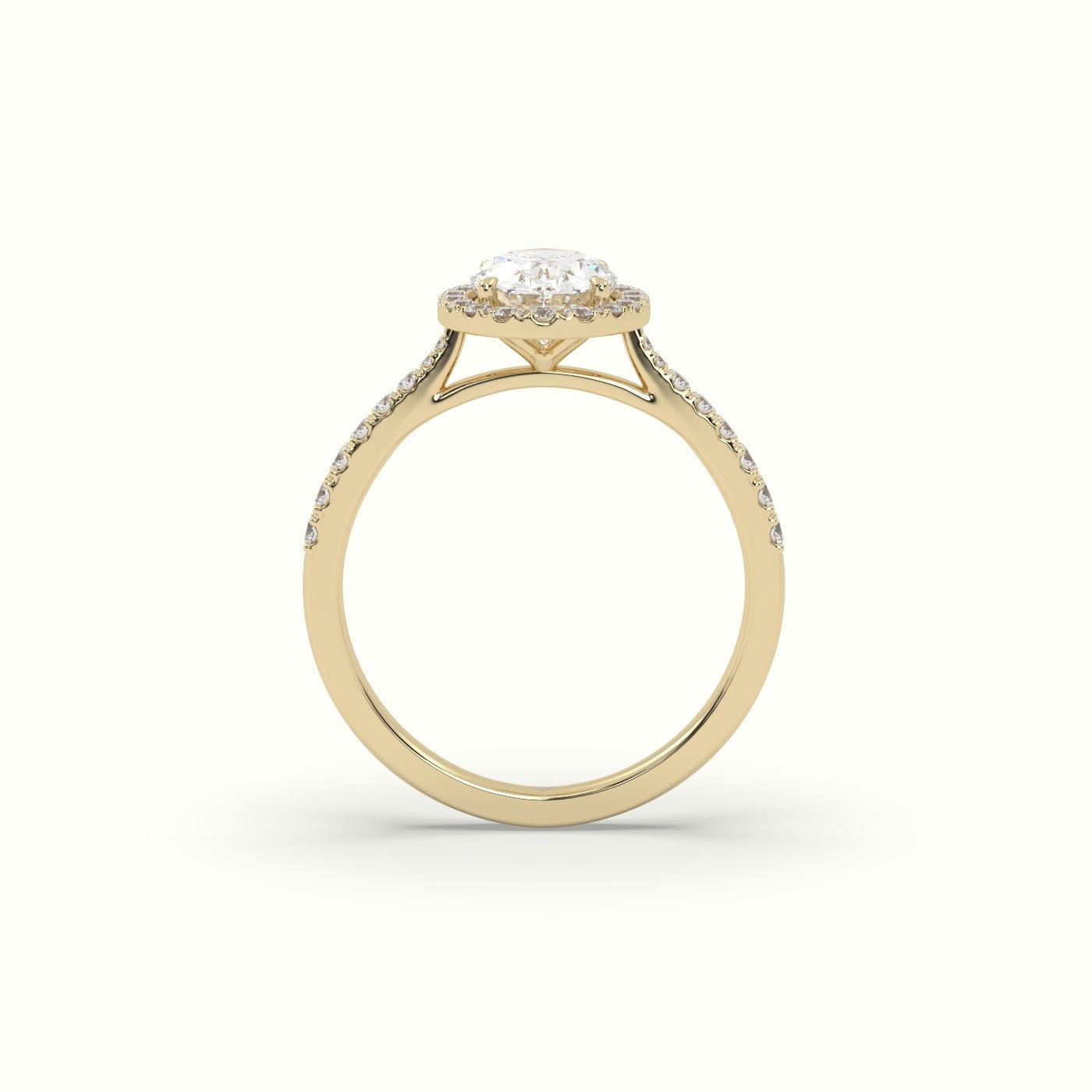 Oval Cut Diamond Halo Engagement Rings — Yellow Gold