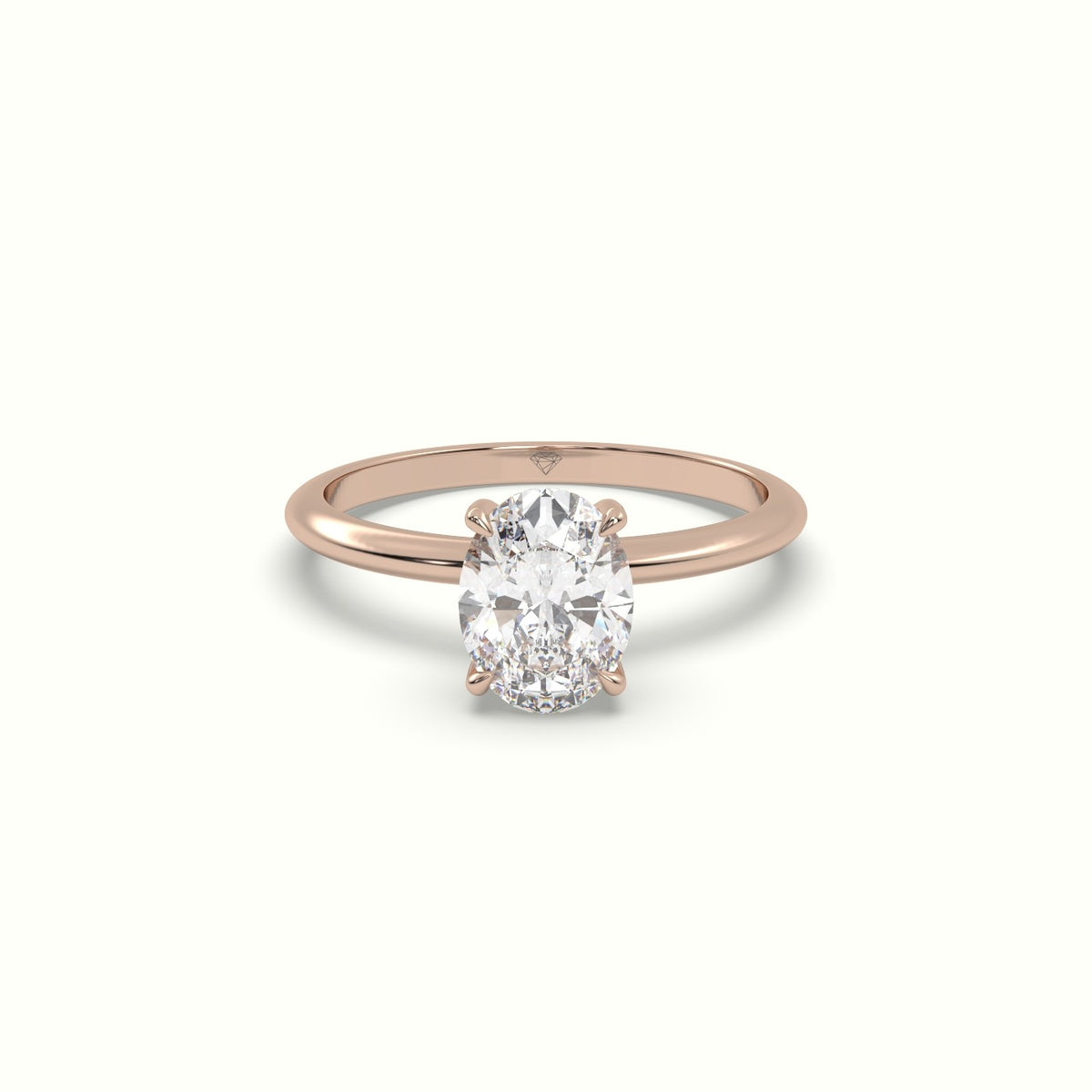 Oval Diamond Ring With Hidden Halo Setting — Rose Gold