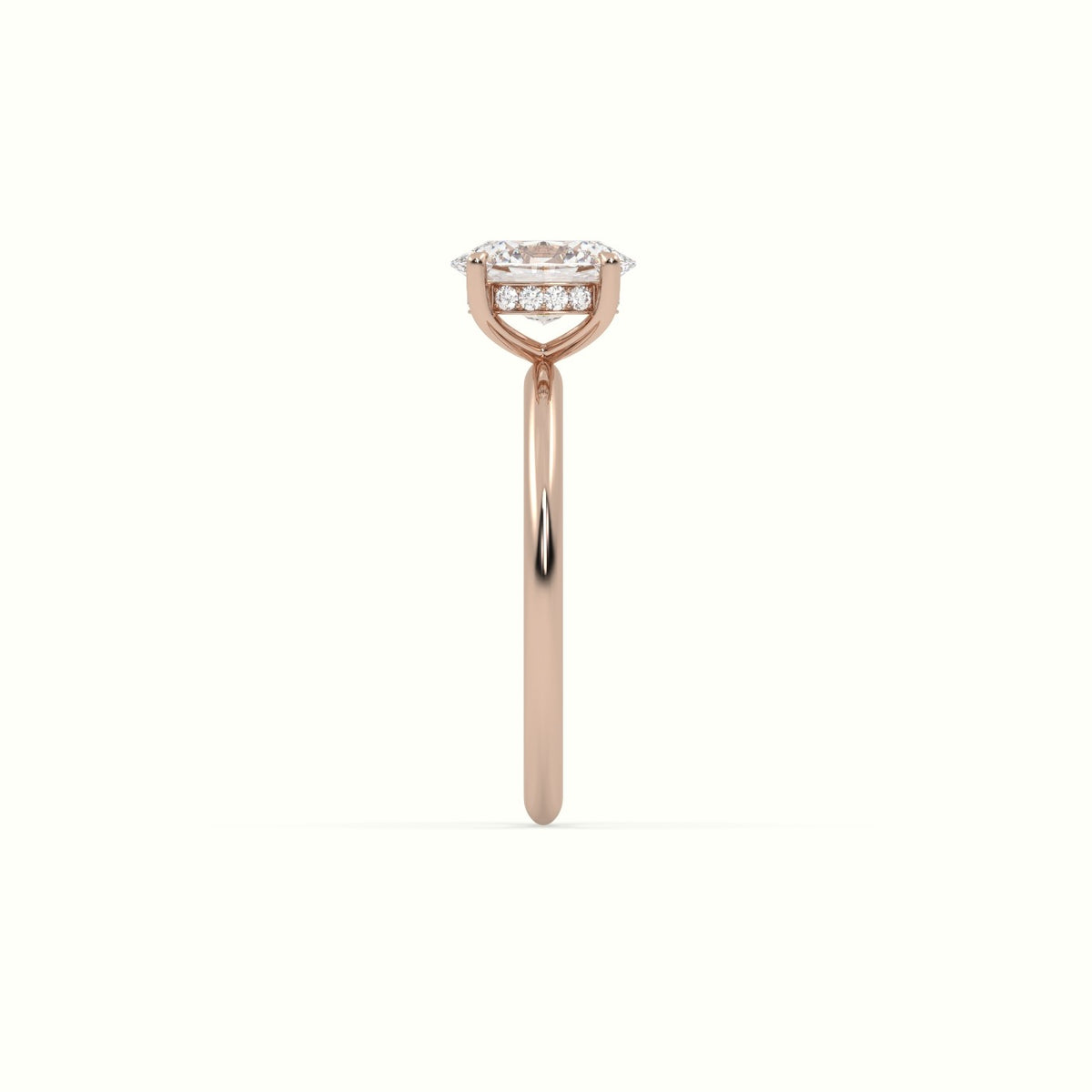 Oval Diamond Ring With Hidden Halo Setting — Rose Gold