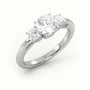 Cushion Cut Diamond 4 Prongs Side Stone Engagement Ring — White Gold