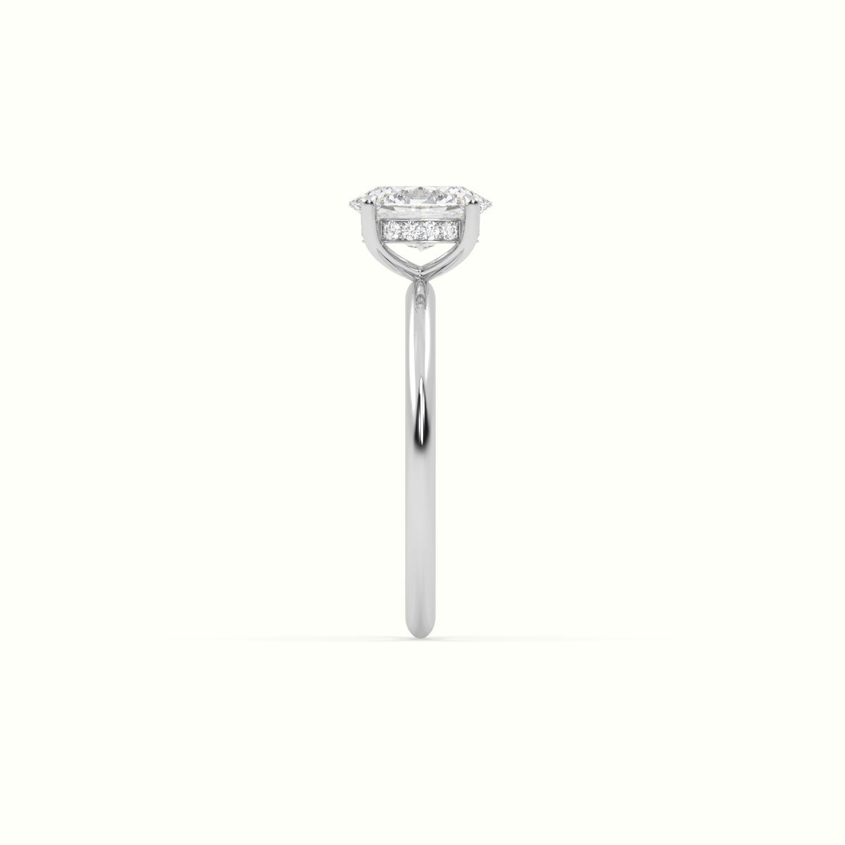 Oval Diamond Ring With Hidden Halo Setting — White Gold