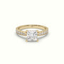 Princess Cut Diamond Engagament Ring With Pave Setting — Yellow Gold
