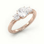 Cushion Cut Diamond 4 Prongs Side Stone Engagement Ring — Rose Gold