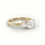 Cushion Cut Diamond 4 Prongs Side Stone Engagement Ring — Yellow Gold