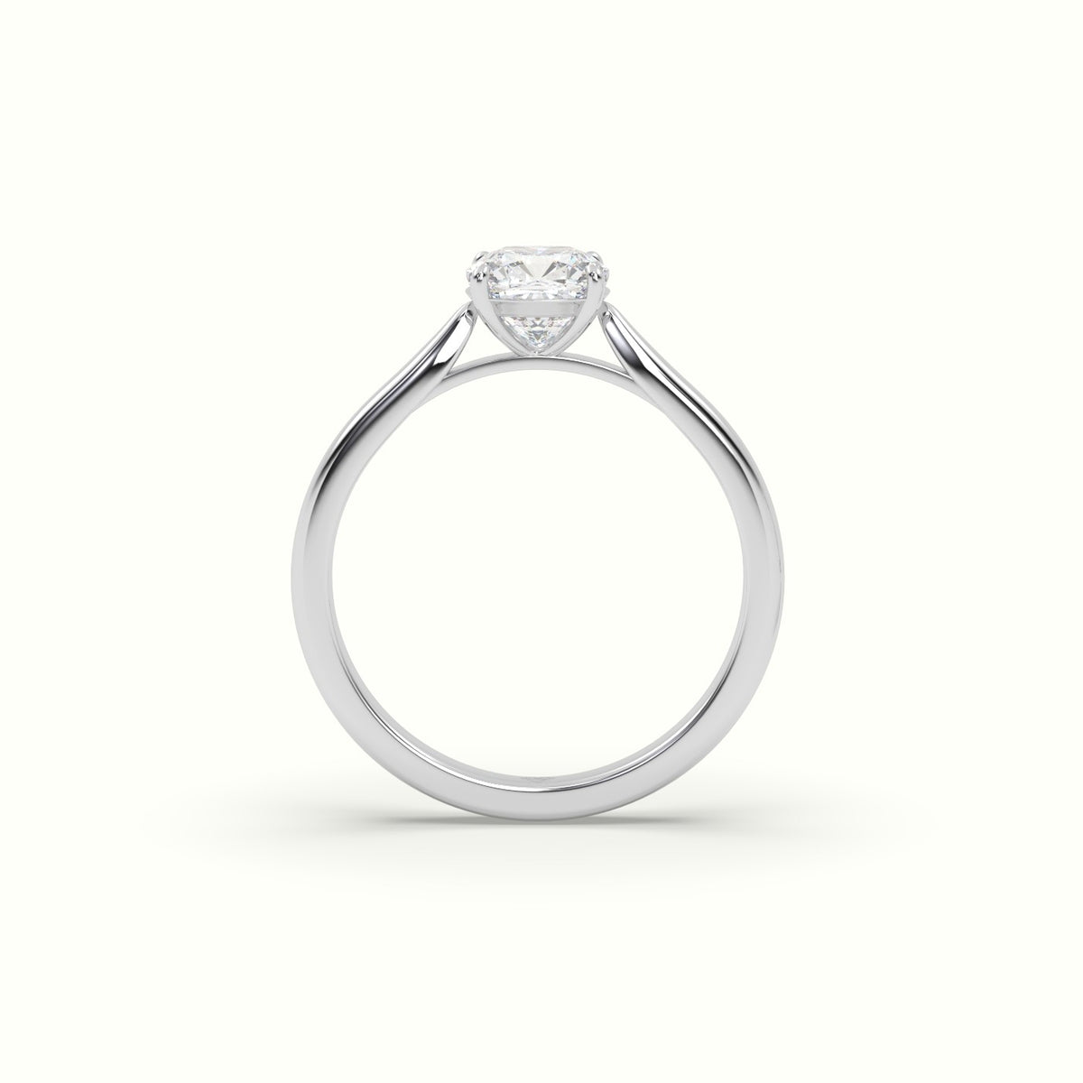 Cushion-Cut Solitaire Engagement Ring — White Gold
