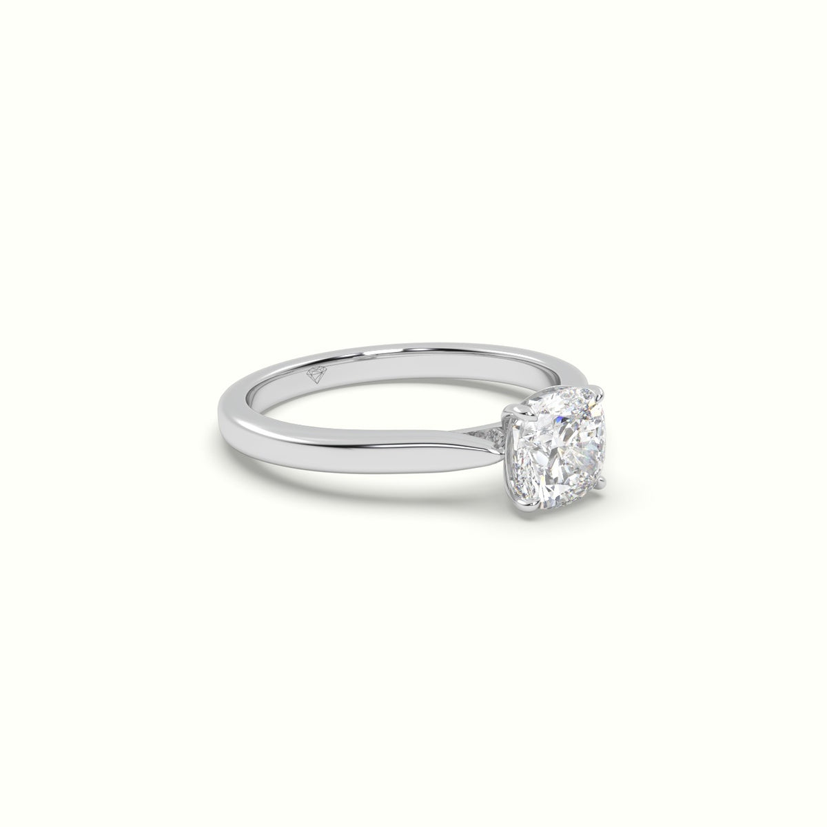 Cushion-Cut Solitaire Engagement Ring — White Gold