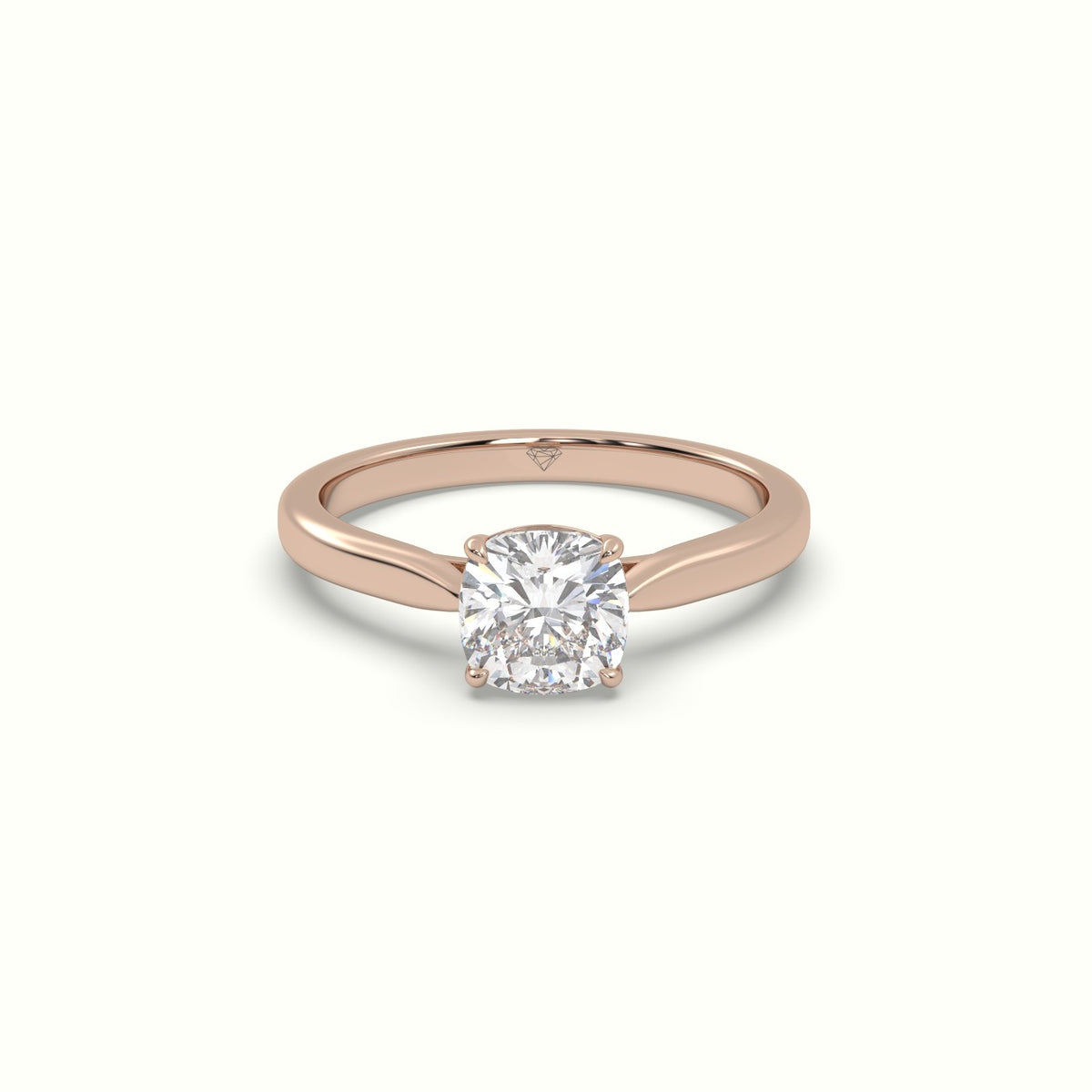 Cushion-Cut Solitaire Engagement Ring — Rose Gold