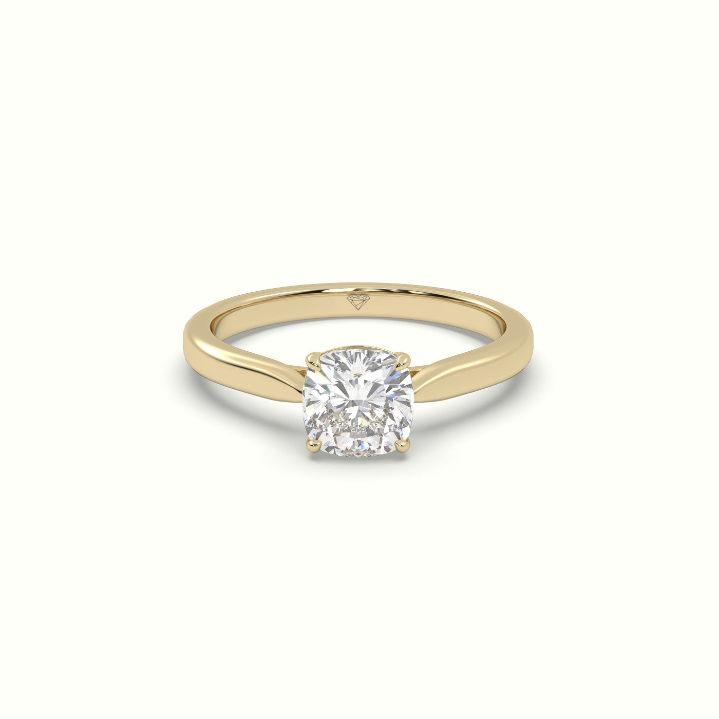 Cushion-Cut Solitaire Engagement Ring — Yellow Gold