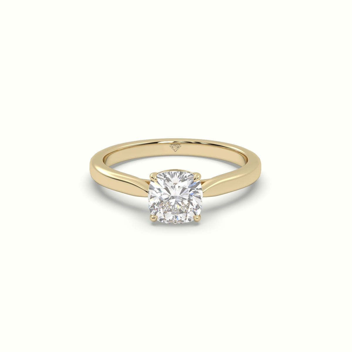 Cushion-Cut Solitaire Engagement Ring — Yellow Gold