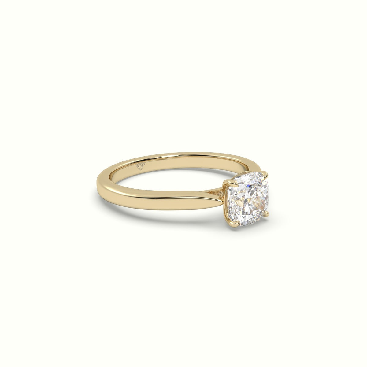 Cushion-Cut Solitaire Engagement Ring — Yellow Gold