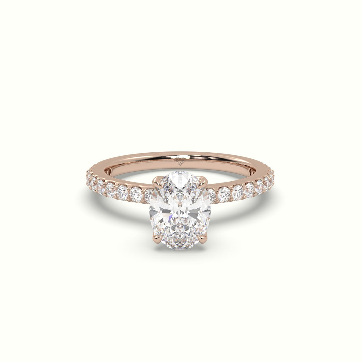 Oval Diamond Pave Engagement Ring — Rose Gold