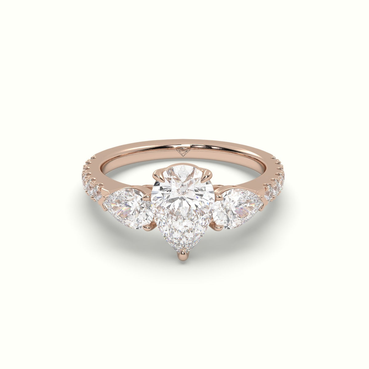 Pear-Shaped Trilogy Diamond Ring — Rose Gold