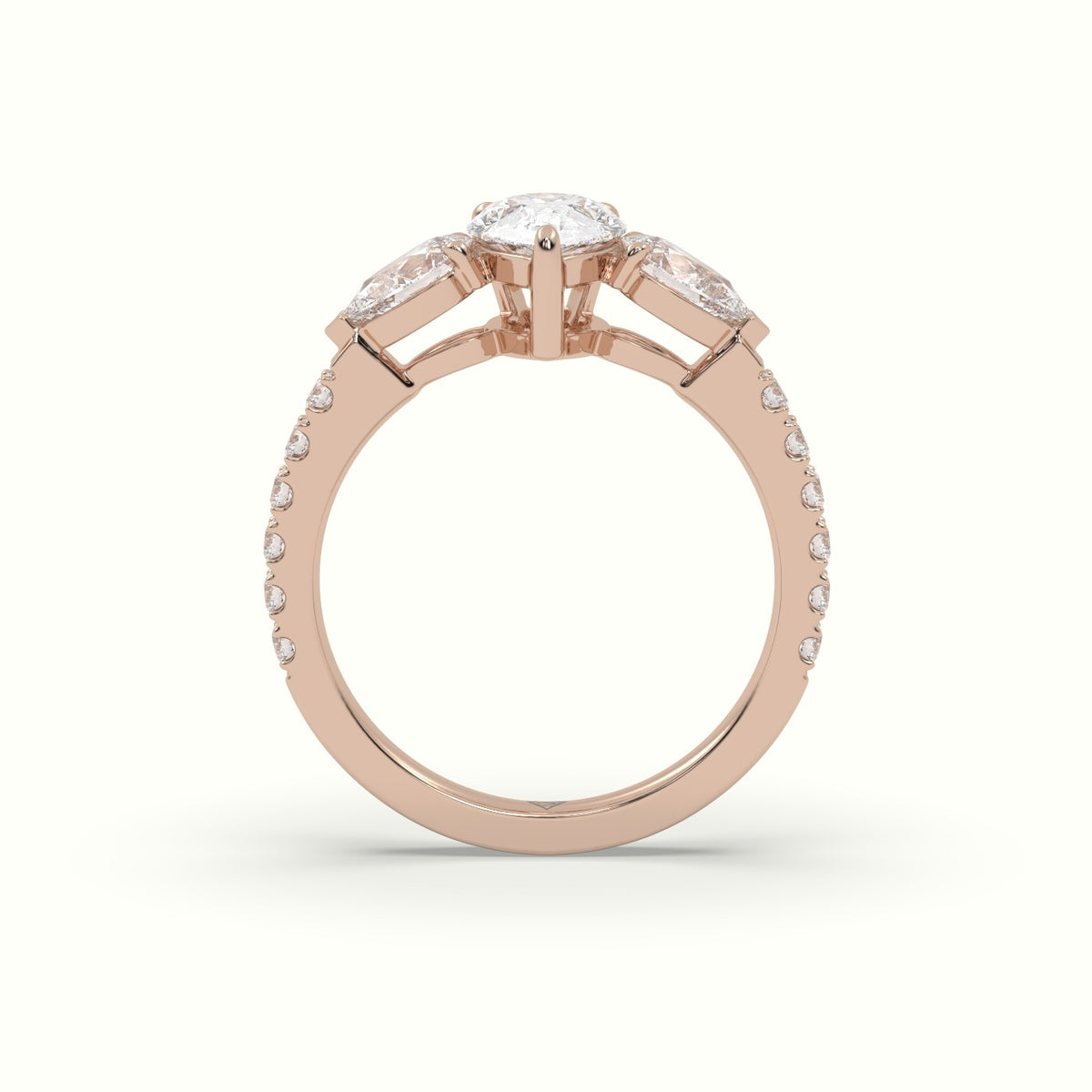 Pear-Shaped Trilogy Diamond Ring — Rose Gold