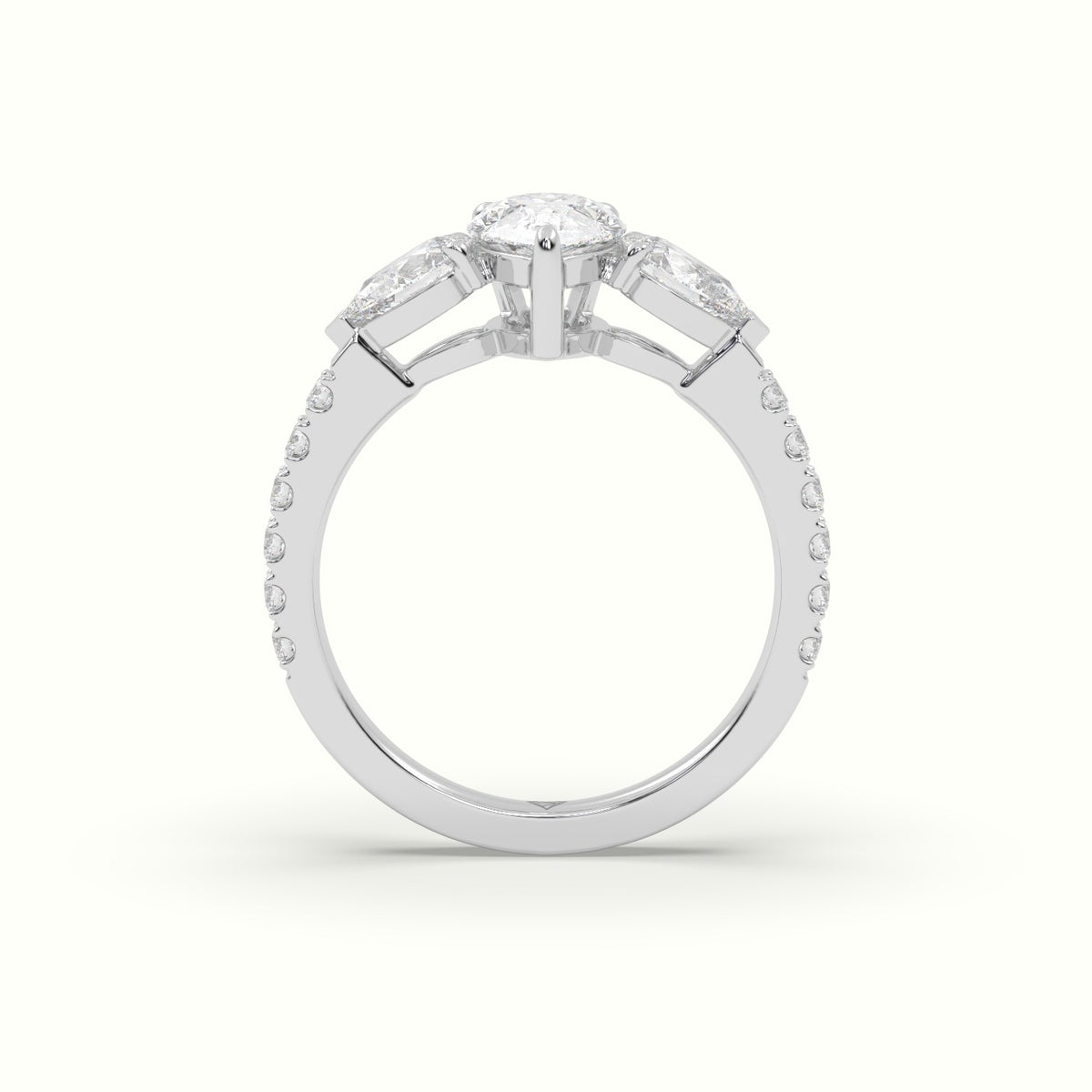Pear-Shaped Trilogy Diamond Ring — White Gold