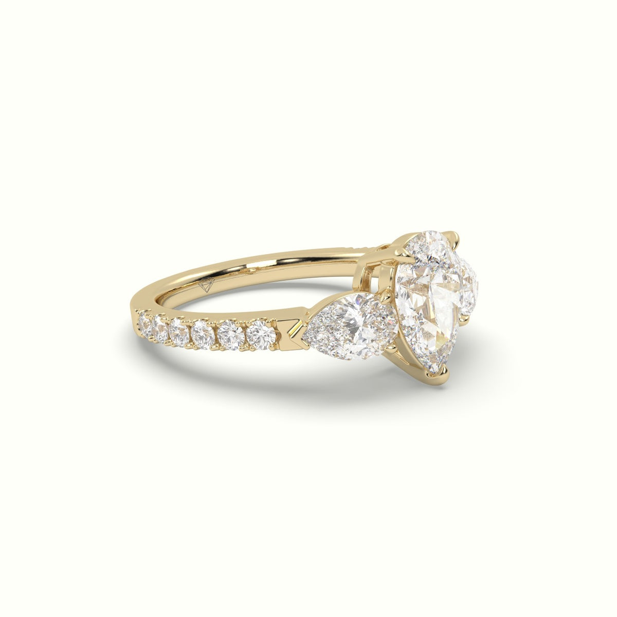 Pear-Shaped Trilogy Diamond Ring — Yellow Gold