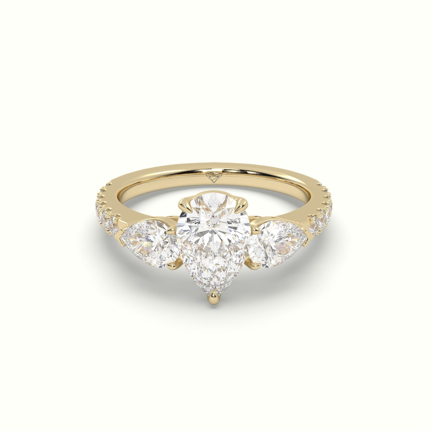 Pear-Shaped Trilogy Diamond Ring — Yellow Gold