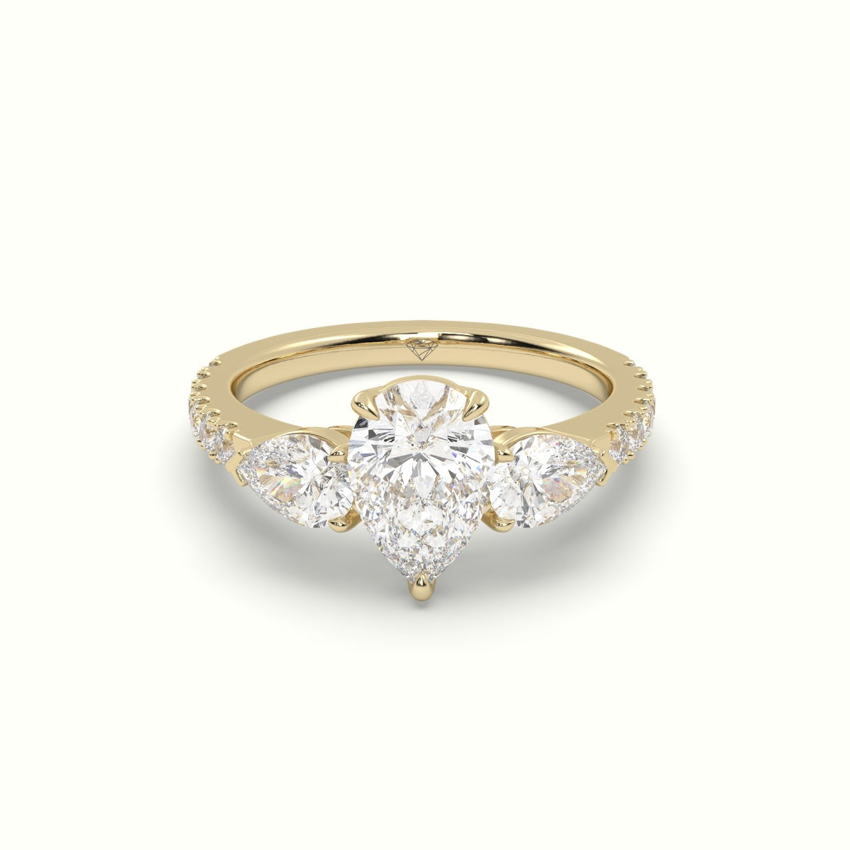 Pear-Shaped Trilogy Diamond Ring — Yellow Gold