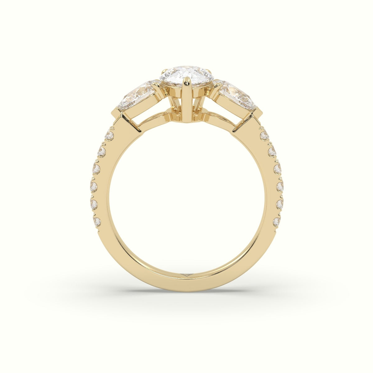 Pear-Shaped Trilogy Diamond Ring — Yellow Gold