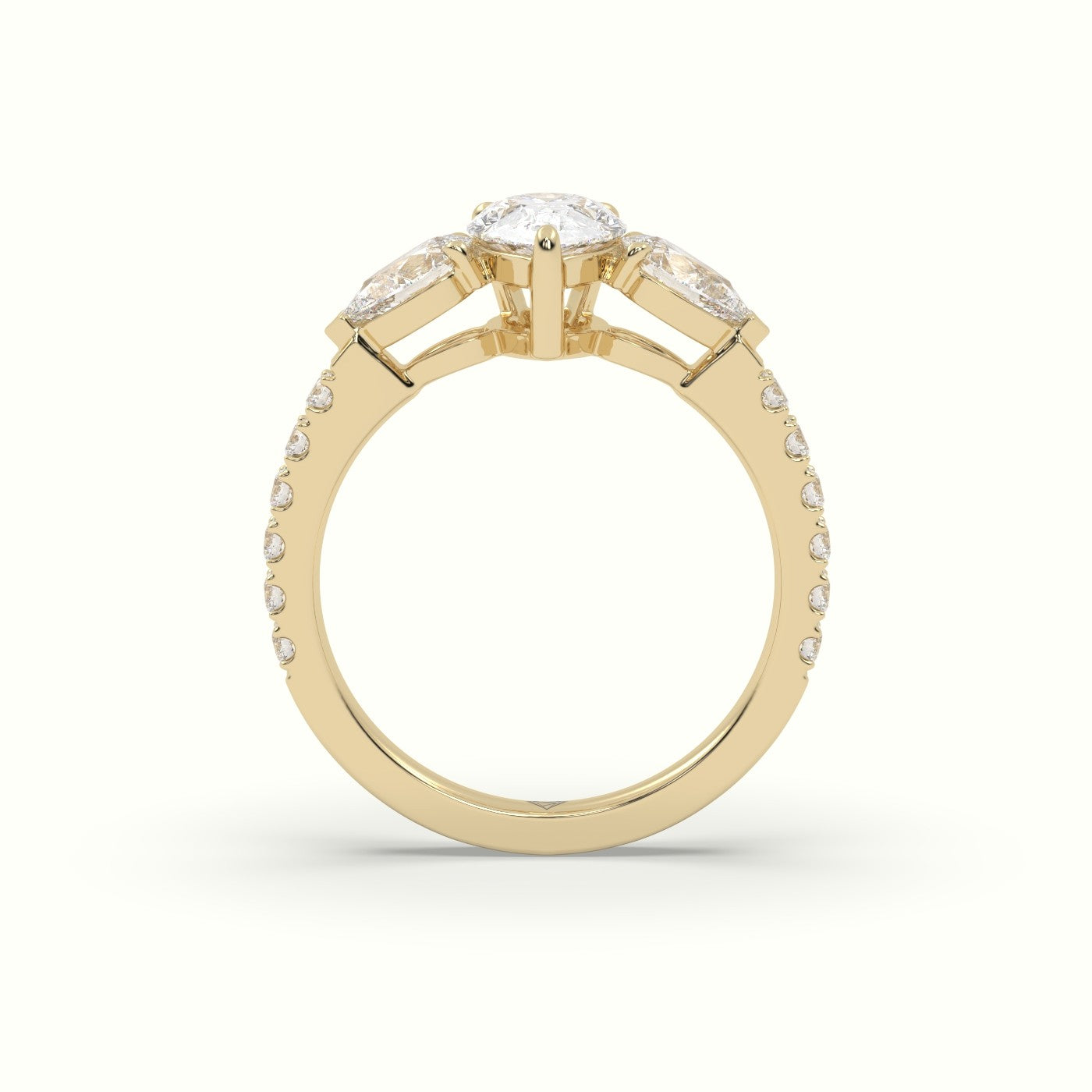 Pear-Shaped Trilogy Diamond Ring — Yellow Gold