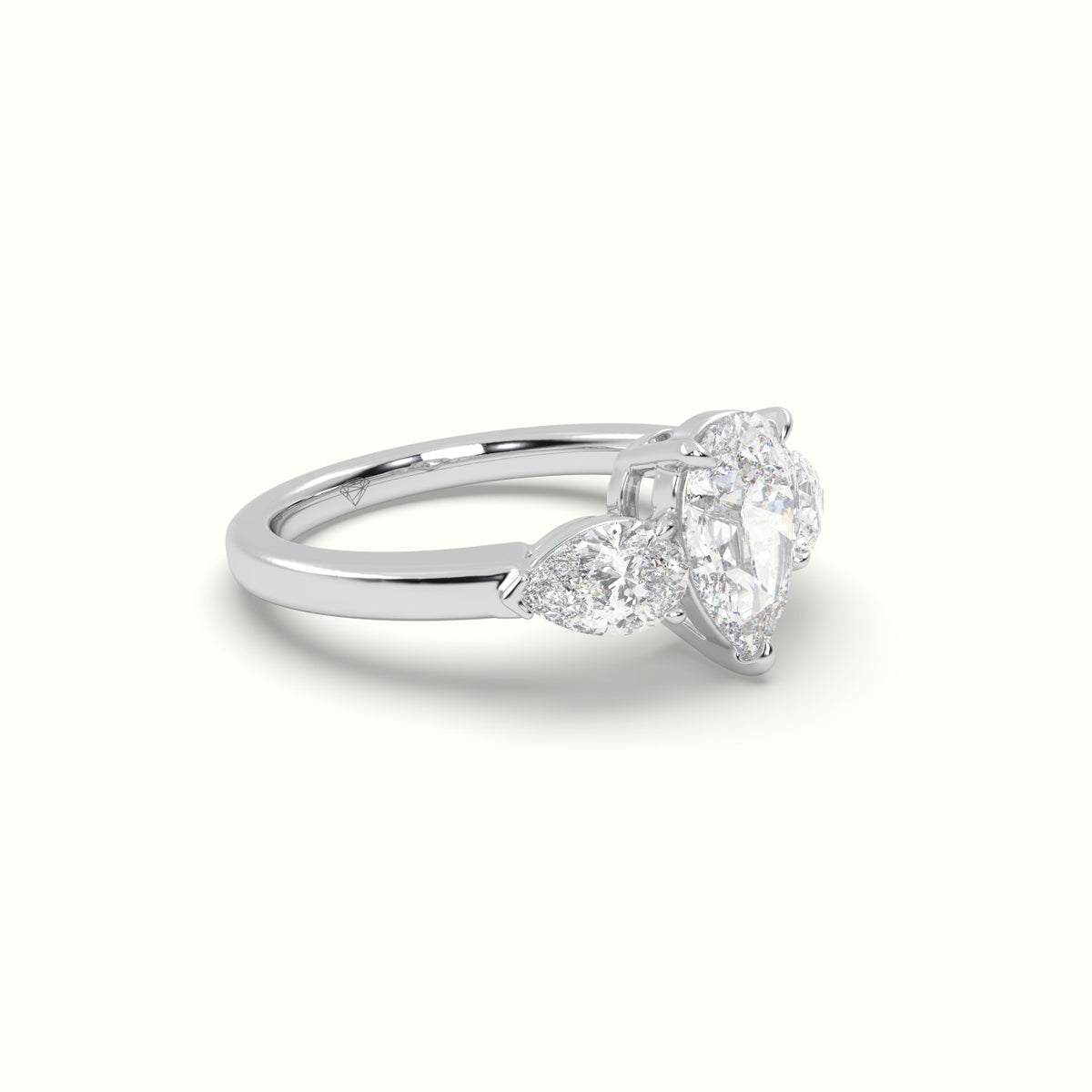 Pear Diamond Trilogy Ring — White Gold