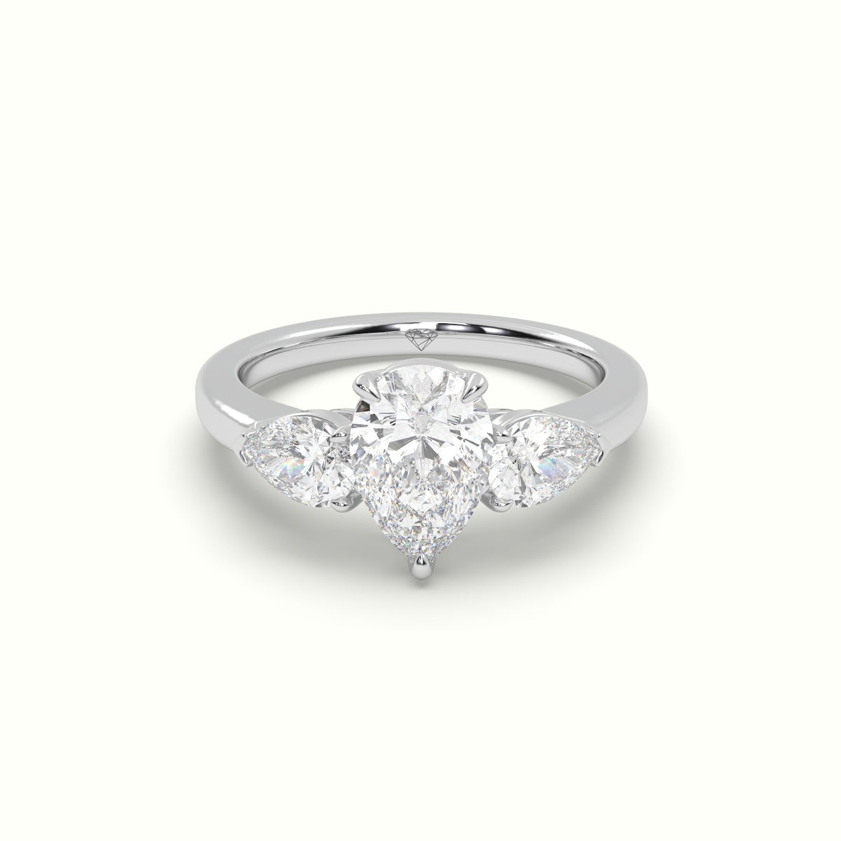 Pear Diamond Trilogy Ring — White Gold