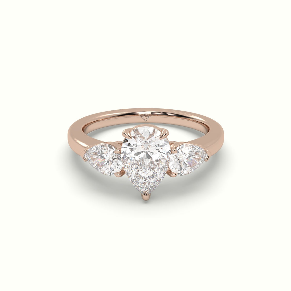 Pear Diamond Trilogy Ring — Rose Gold
