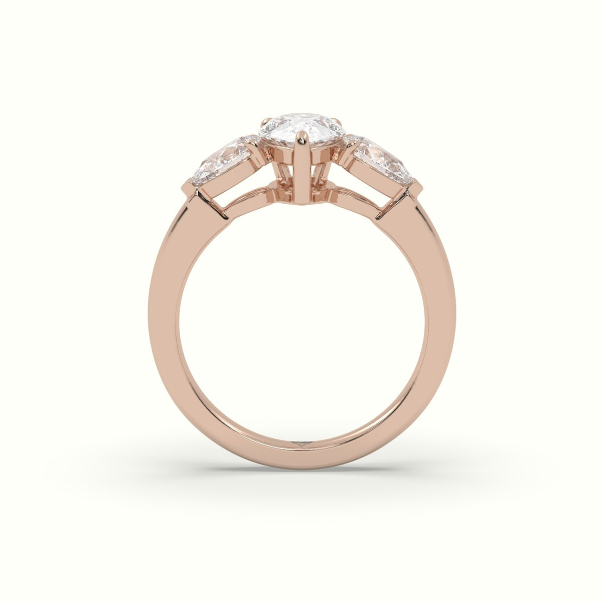Pear Diamond Trilogy Ring — Rose Gold