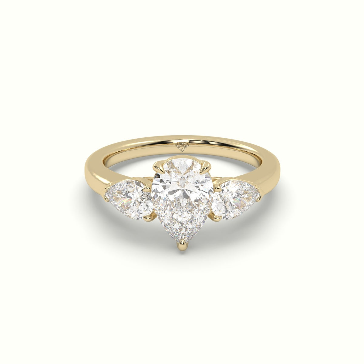 Pear Diamond Trilogy Ring — Yellow Gold
