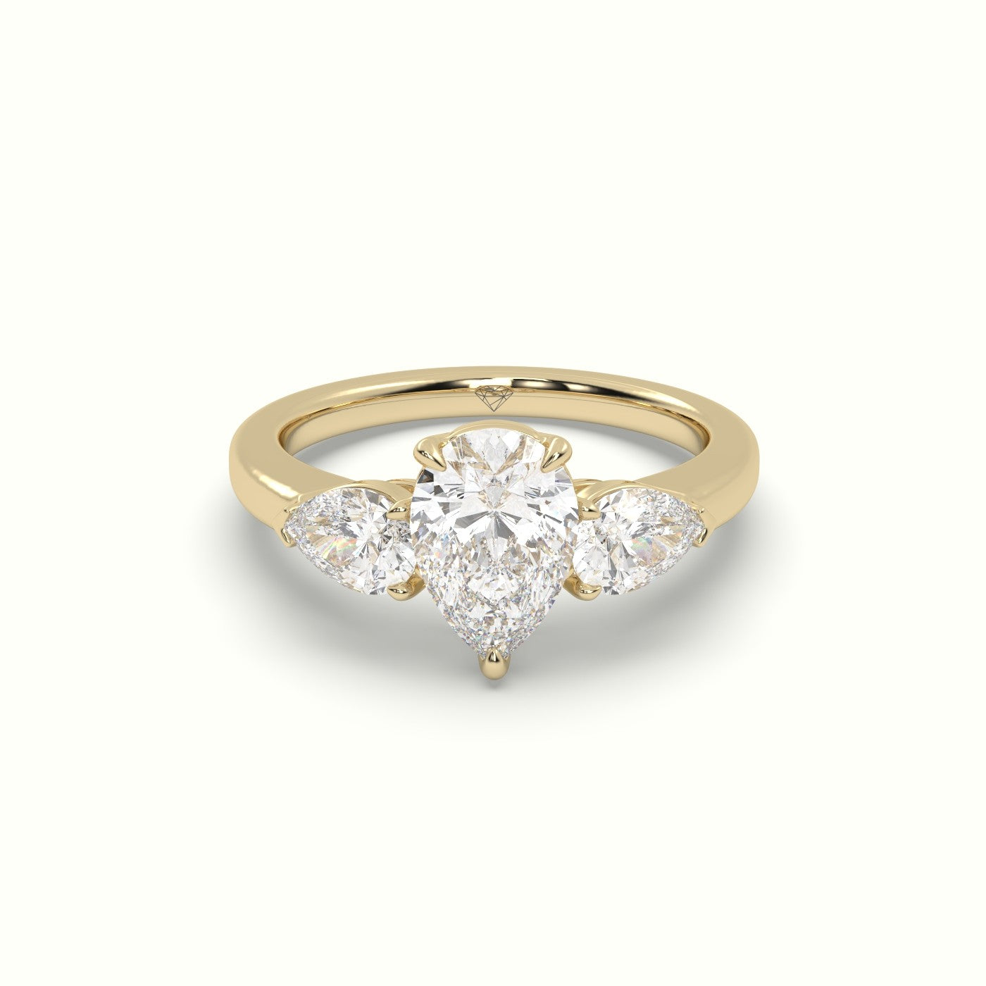 Pear Diamond Trilogy Ring — Yellow Gold