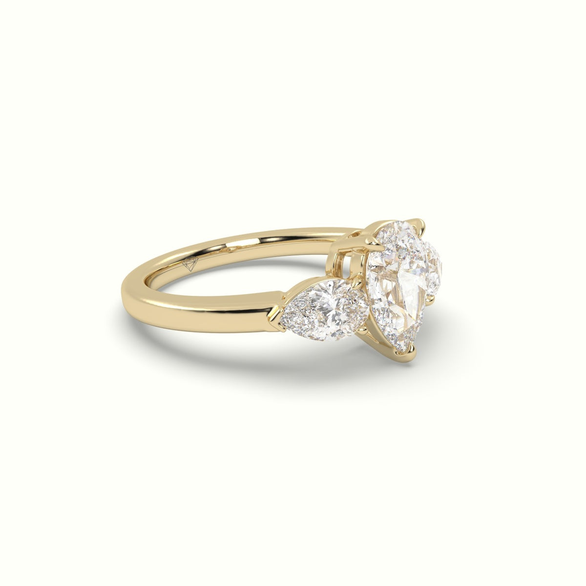 Pear Diamond Trilogy Ring — Yellow Gold