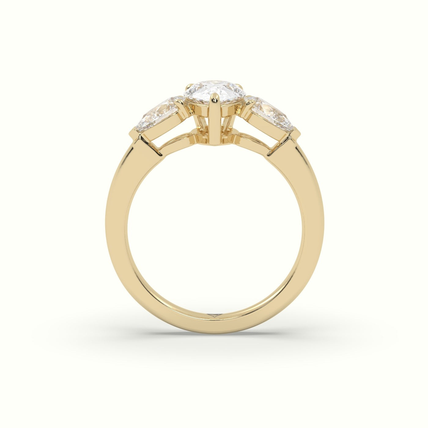 Pear Diamond Trilogy Ring — Yellow Gold