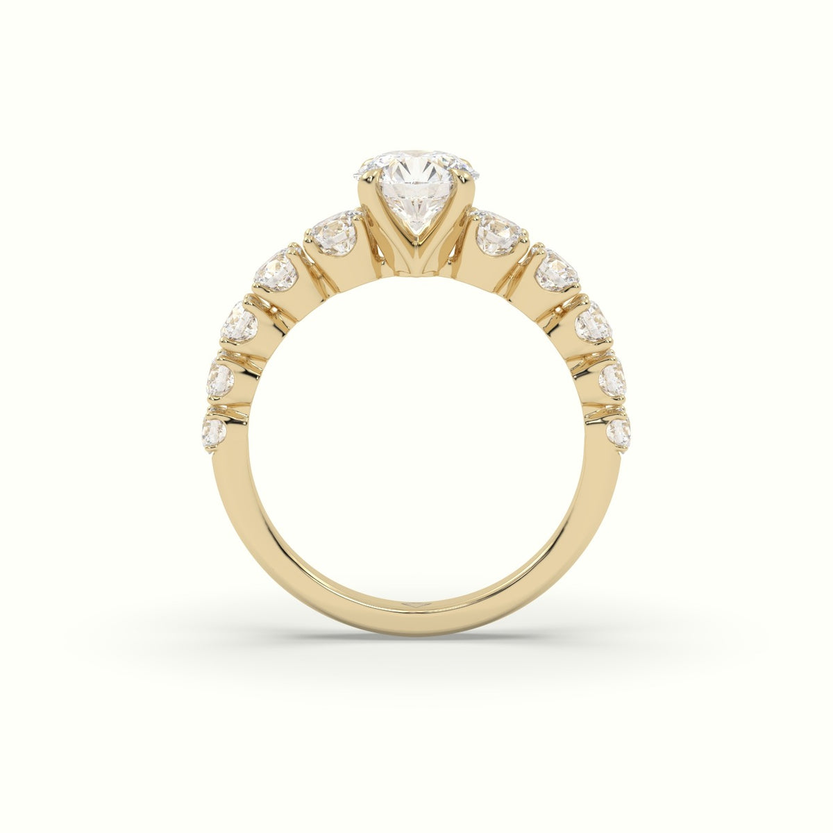 Classic Round Diamond Side-Stone Engagement Ring — Yellow Gold
