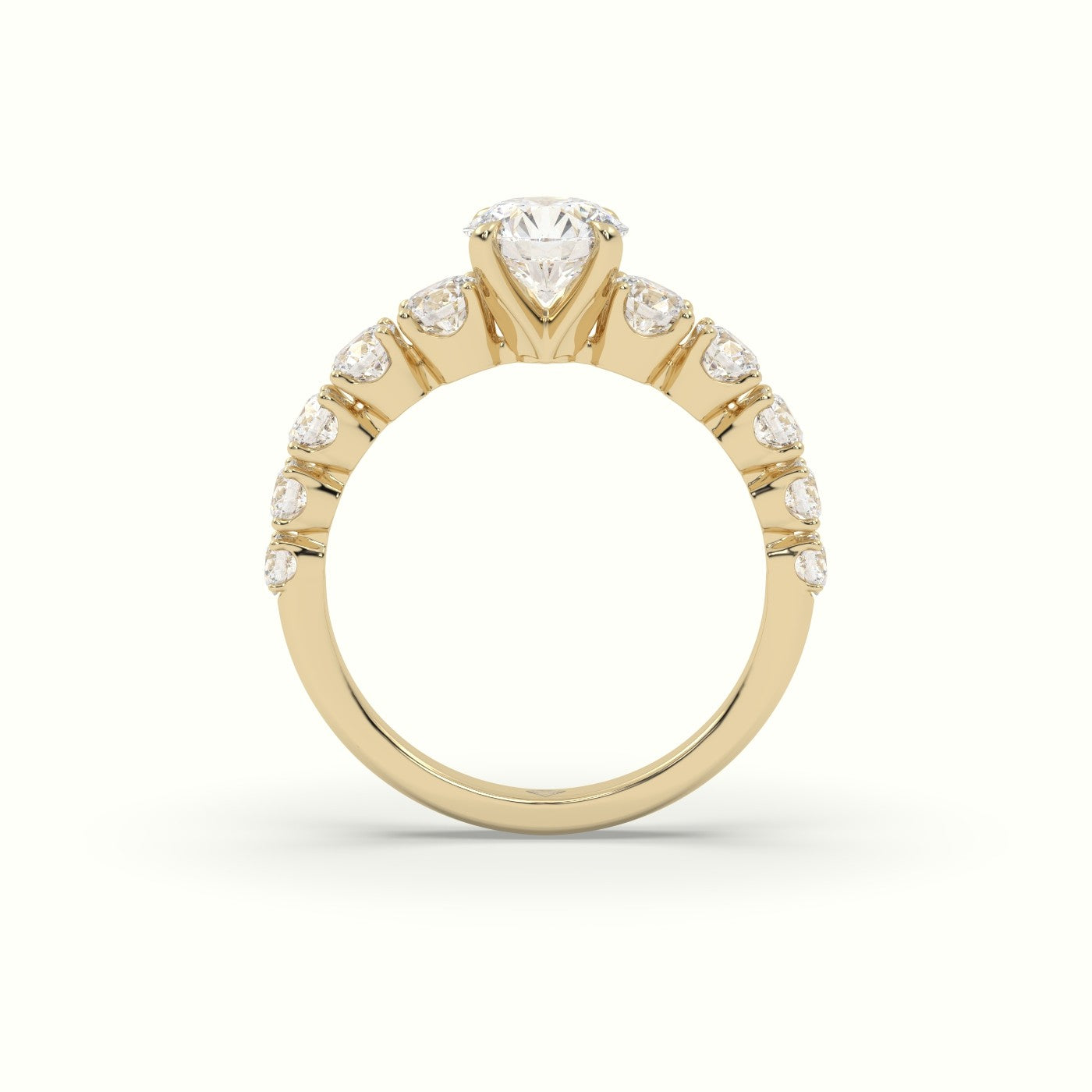 Classic Round Diamond Side-Stone Engagement Ring — Yellow Gold