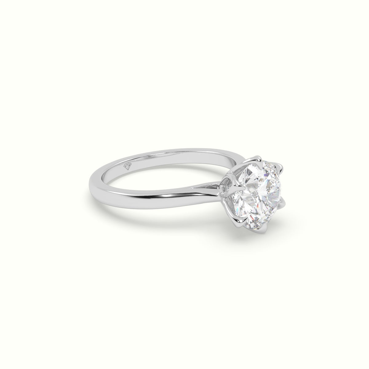 6-Prong Solitaire Round Diamond Engagement Ring — White Gold
