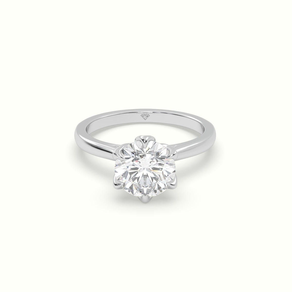 6-Prong Solitaire Round Diamond Engagement Ring — White Gold
