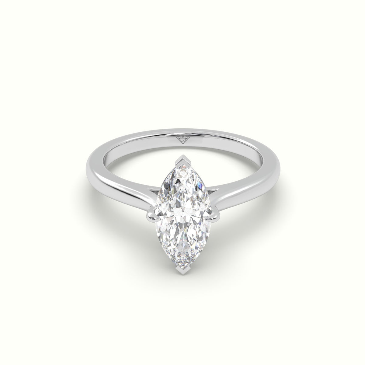 Marquise Solitaire Diamond Engagement Ring — White Gold
