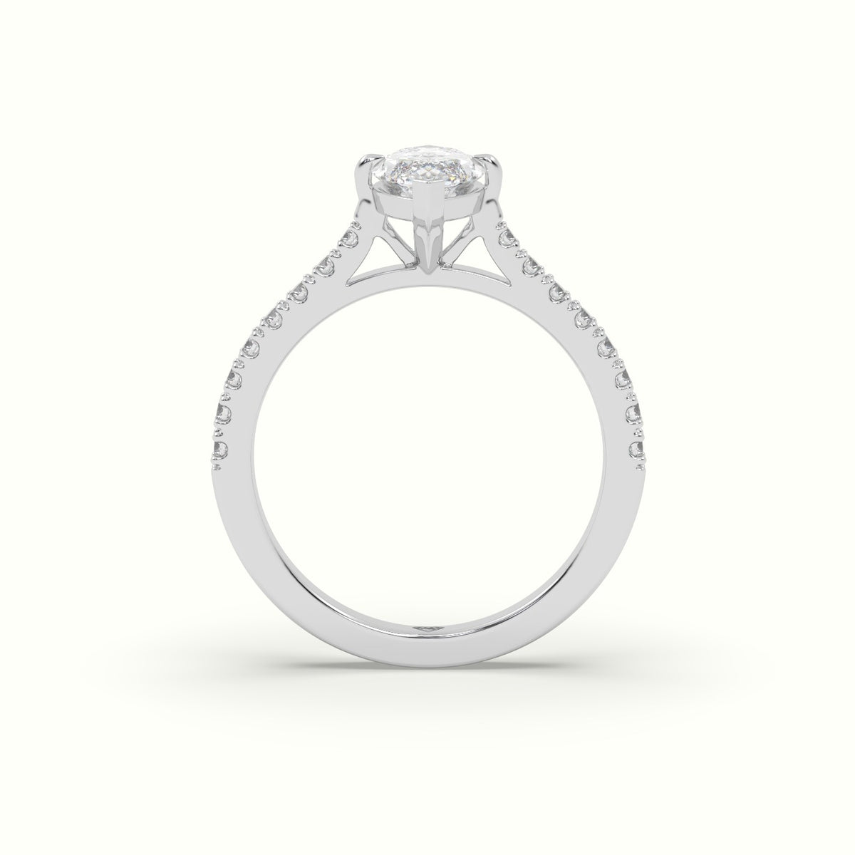 Pavé Marquise Diamond Engagement Ring With Side Stones — White Gold