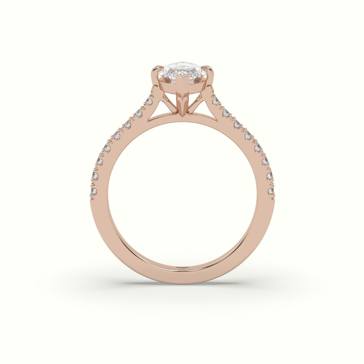 Pavé Marquise Diamond Engagement Ring With Side Stones — Rose Gold