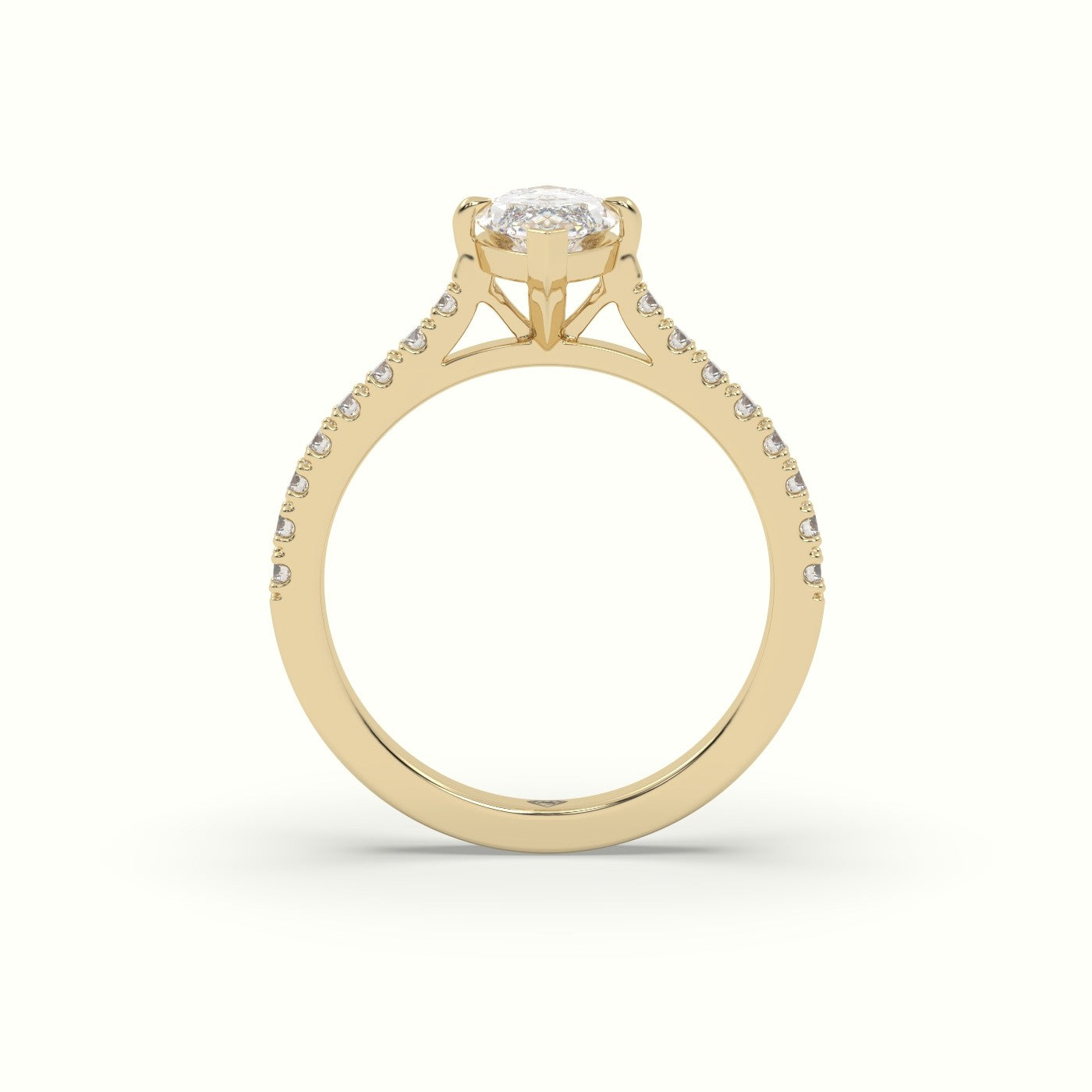 Pavé Marquise Diamond Engagement Ring With Side Stones — Yellow Gold