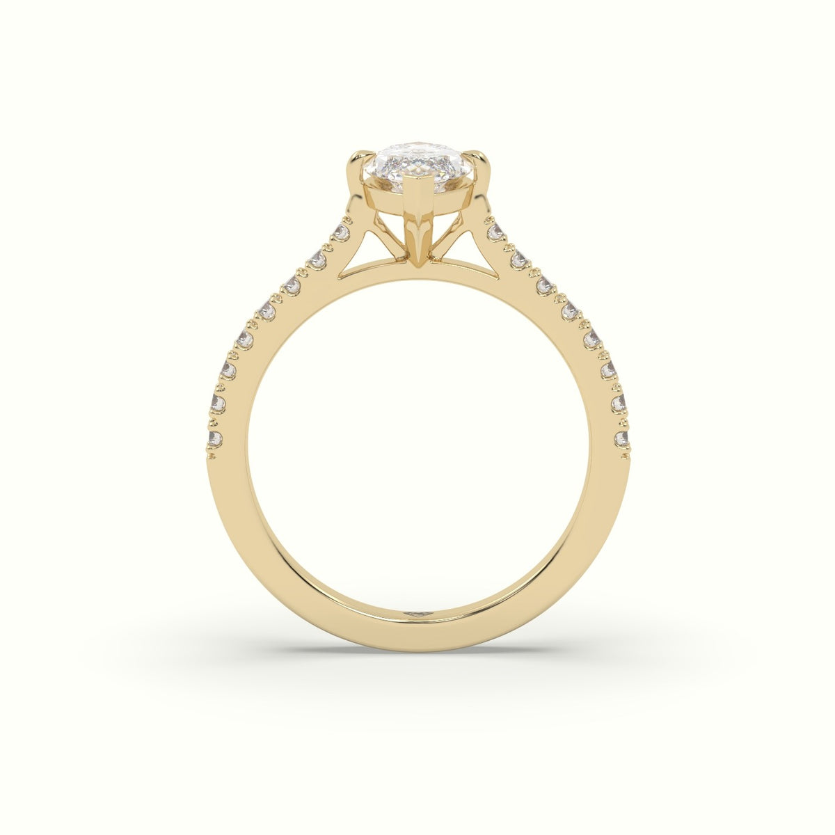 Pavé Marquise Diamond Engagement Ring With Side Stones — Yellow Gold