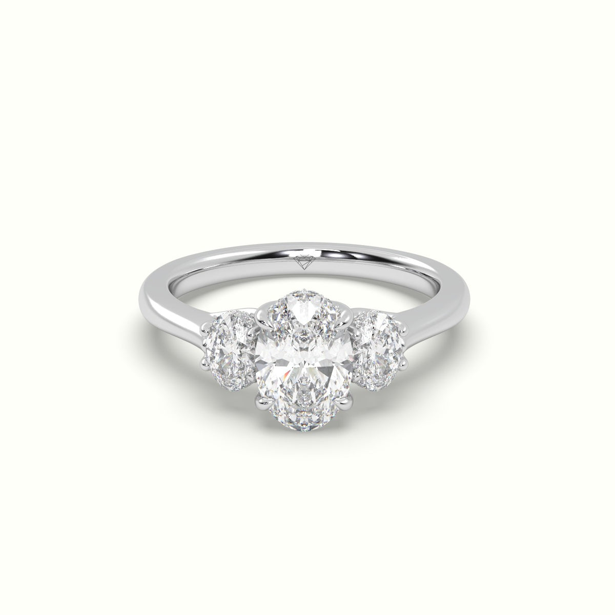 Oval Trilogy Diamond Engagement Ring — White Gold