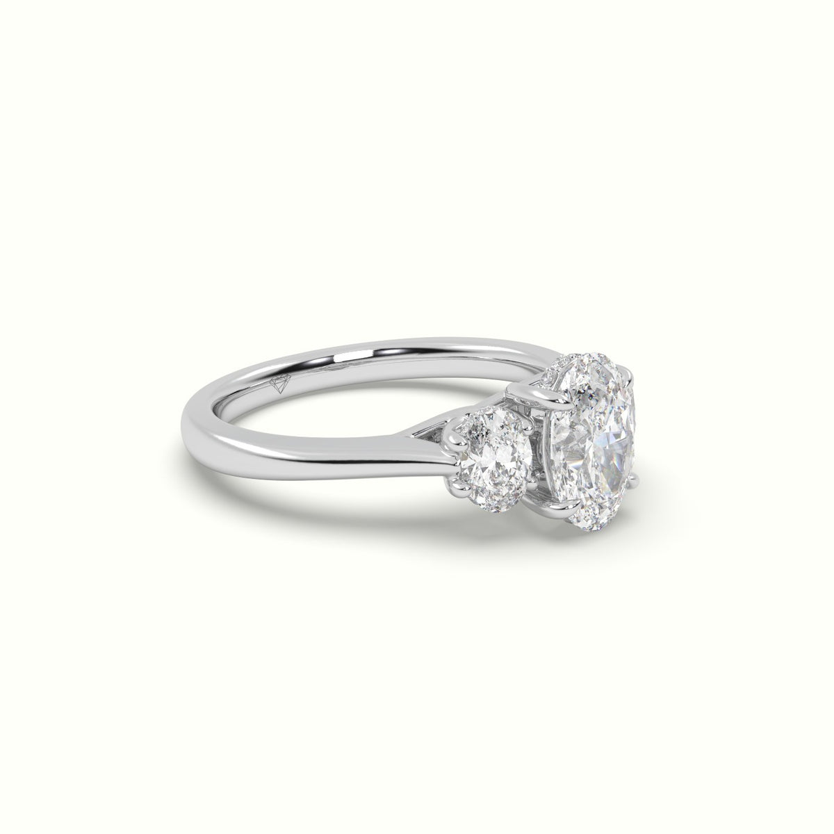 Oval Trilogy Diamond Engagement Ring — White Gold