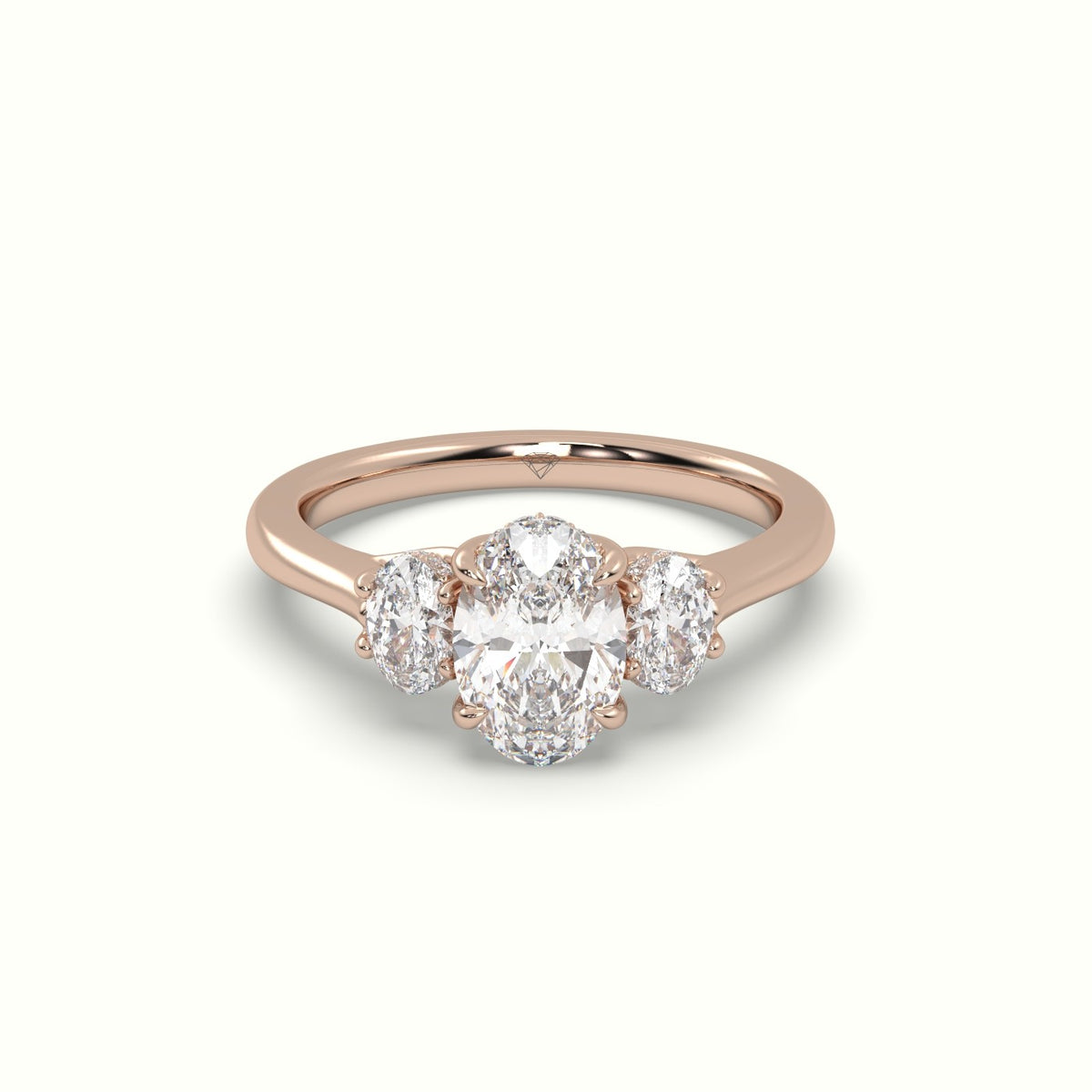 Oval Trilogy Diamond Engagement Ring — Rose Gold