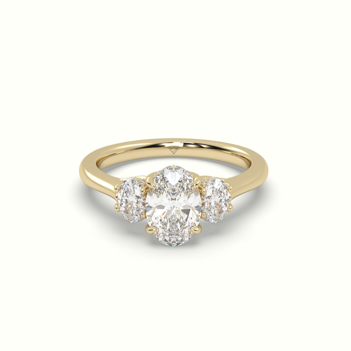 Oval Trilogy Diamond Engagement Ring — Yellow Gold