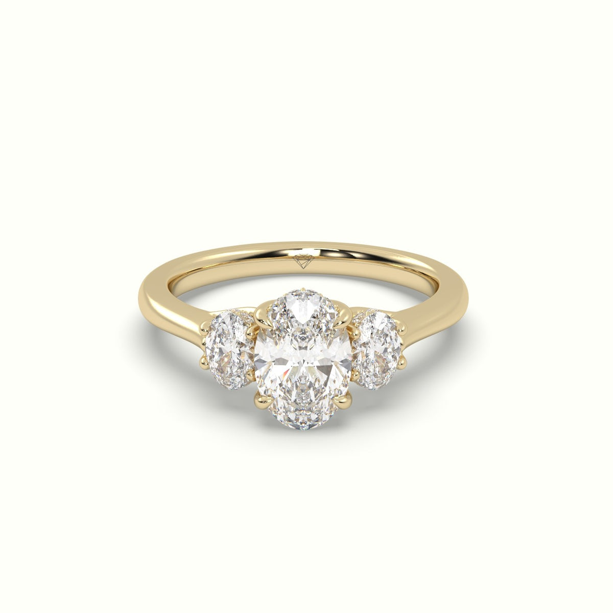 Oval Trilogy Diamond Engagement Ring — Yellow Gold