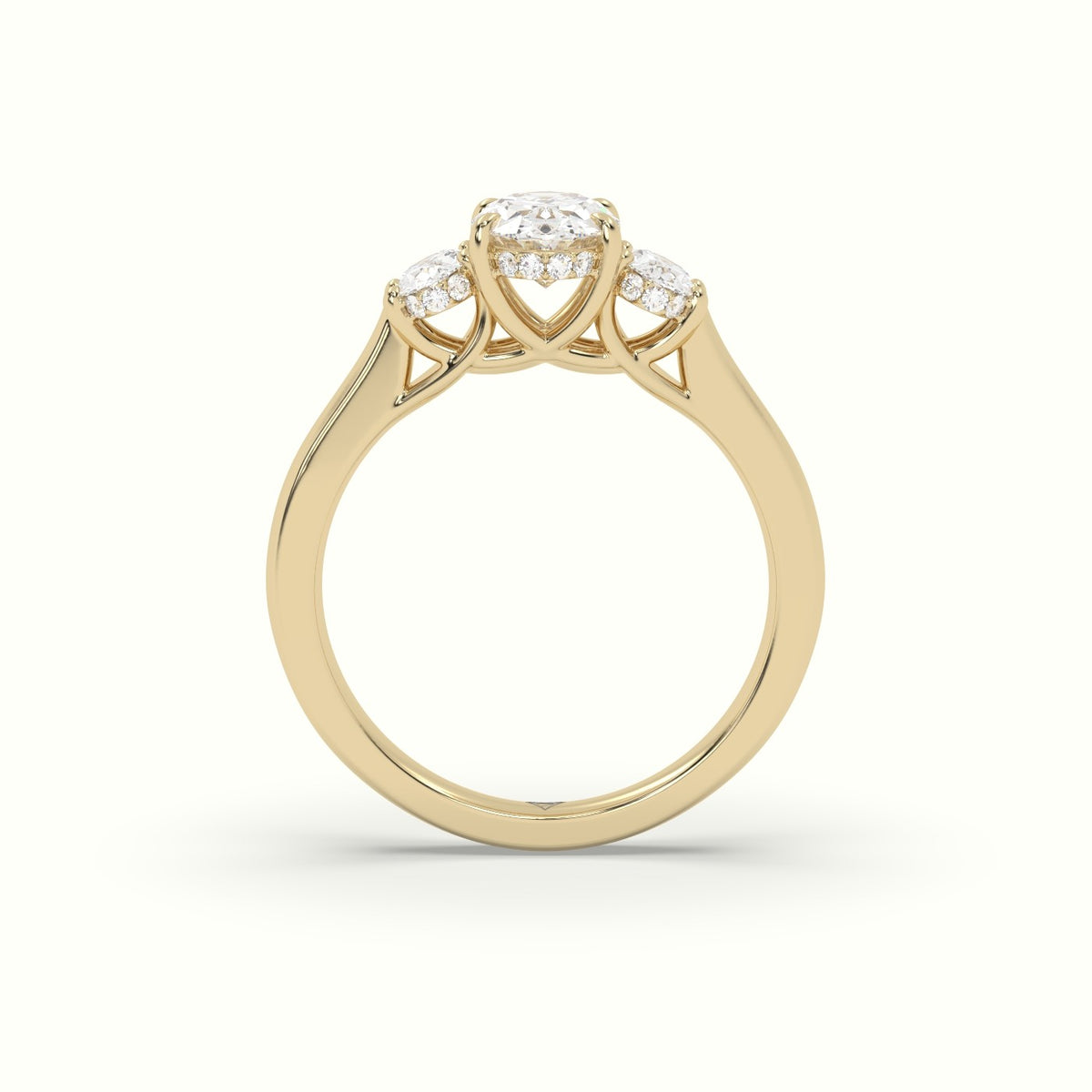 Oval Trilogy Diamond Engagement Ring — Yellow Gold
