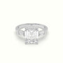Emerald &Amp; Radiant Cut Diamond Trilogy Engagement Ring — White Gold