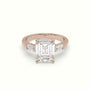 Emerald &Amp; Radiant Cut Diamond Trilogy Engagement Ring — Rose Gold