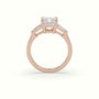 Emerald &Amp; Radiant Cut Diamond Trilogy Engagement Ring — Rose Gold