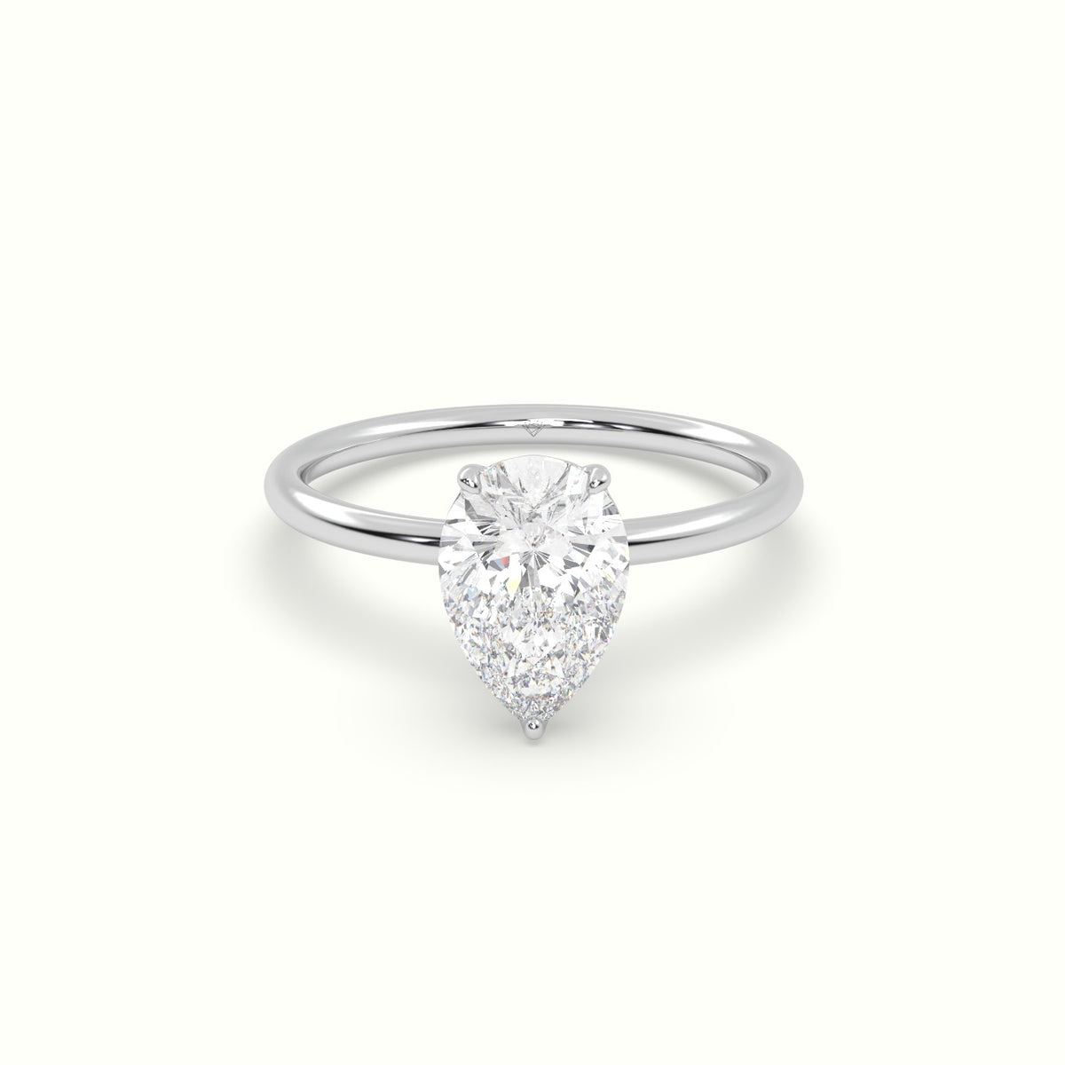 Pear Diamond Solitaire Engagement Ring — White Gold